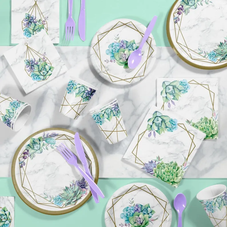 Geometric Succulent Cocktail Napkins