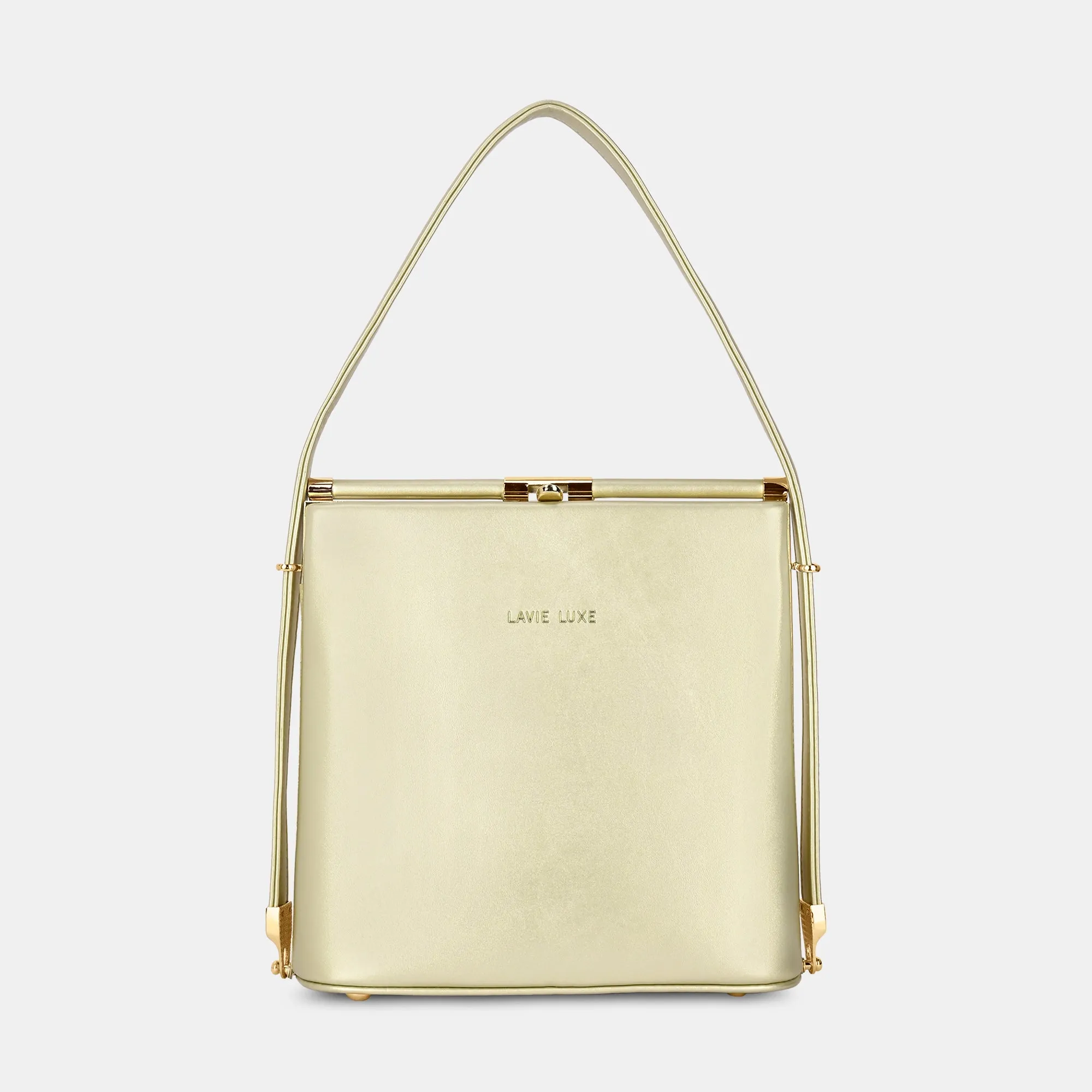 Lavie Luxe Glare Gold Medium Women's Framed Bag