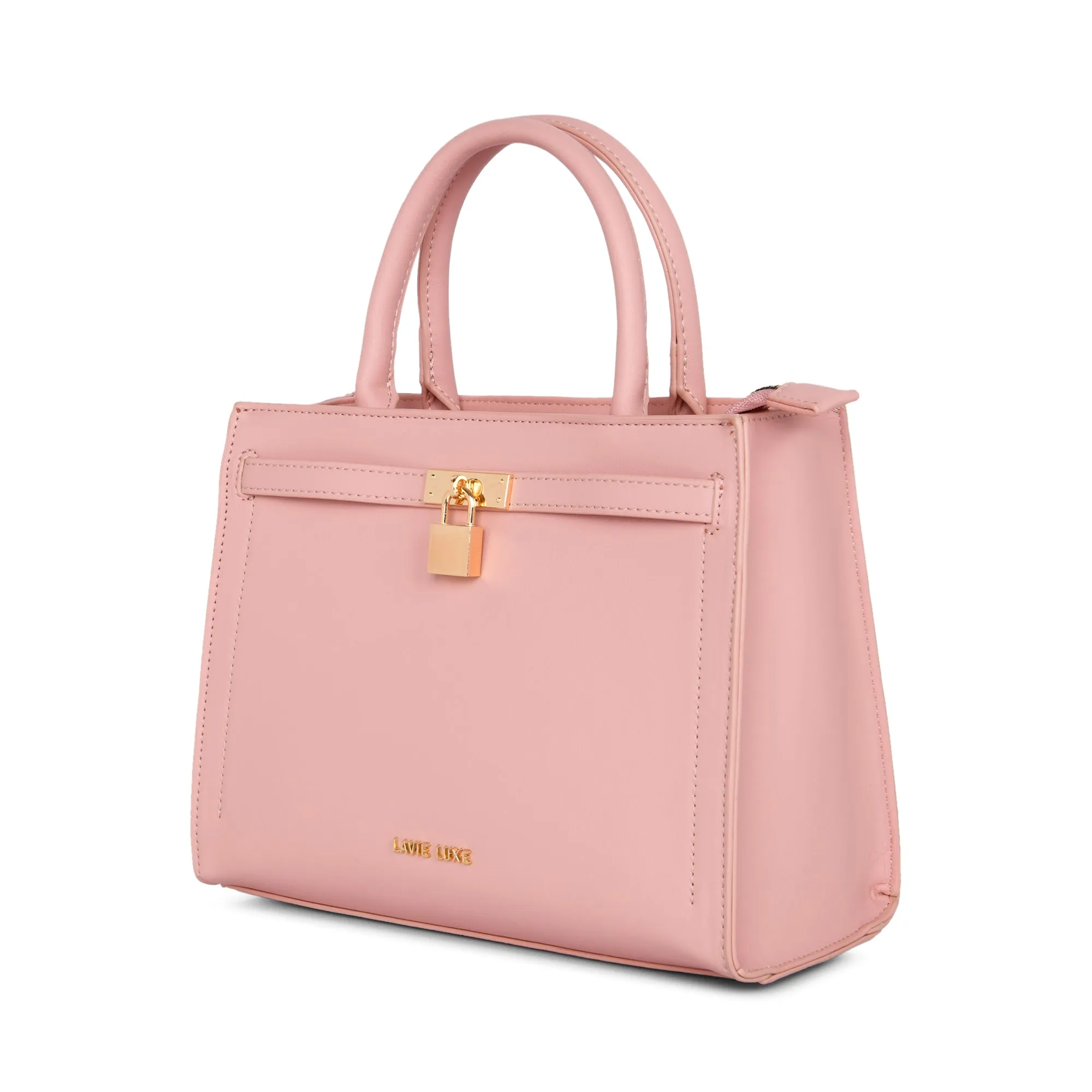 Lavie Luxe Light Pink Medium Women's Lock Satchel Bag