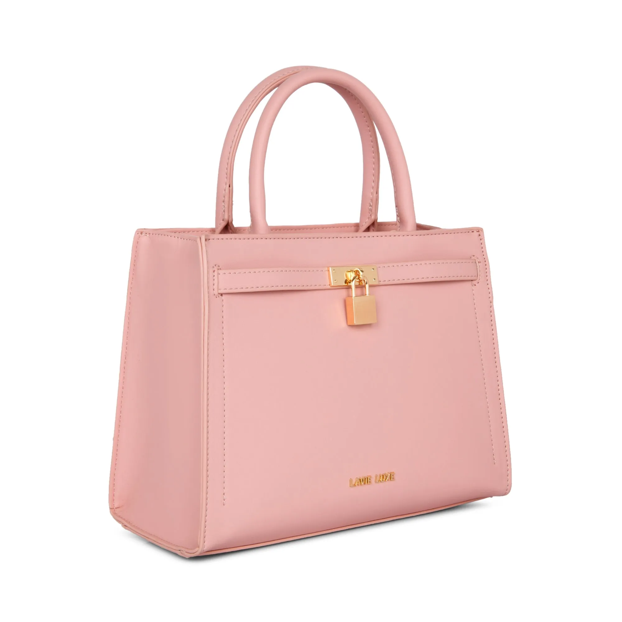 Lavie Luxe Light Pink Medium Women's Lock Satchel Bag