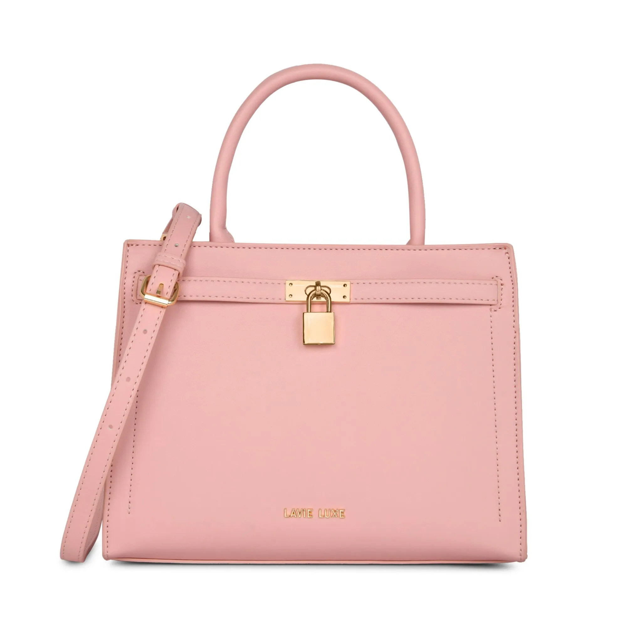 Lavie Luxe Light Pink Medium Women's Lock Satchel Bag