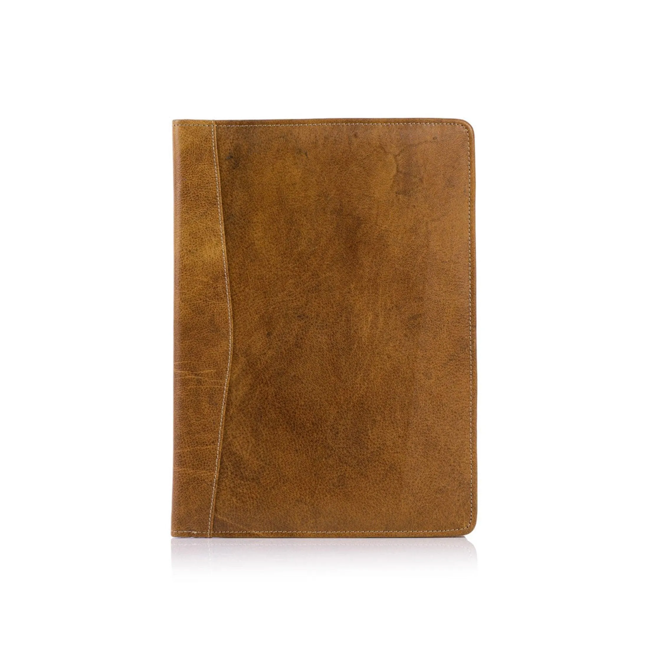 Leather Business Portfolio Folder Personal Organizer, Luxury Full Grain Leather Padfolio, Leather Folder (Yellow Tan)