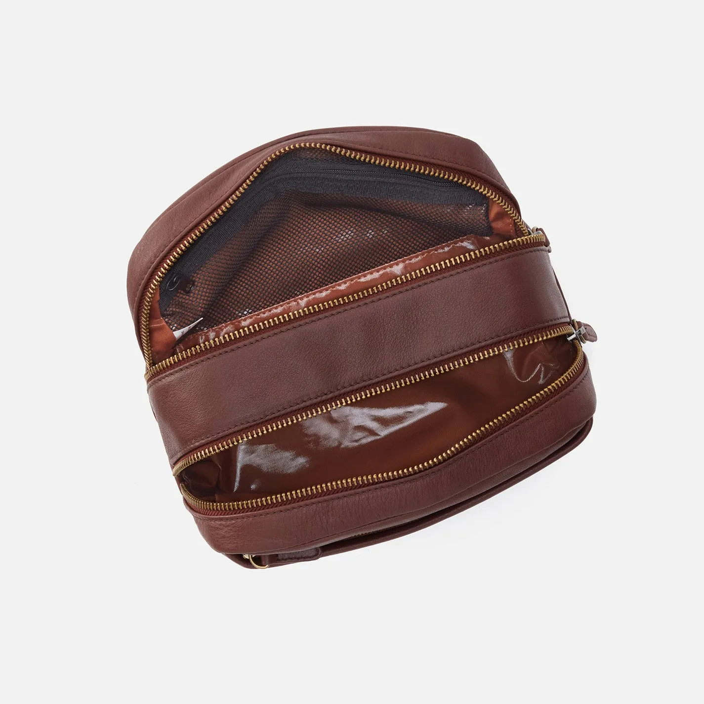 Men's Travel Kit in Silk Napa Leather - Brown