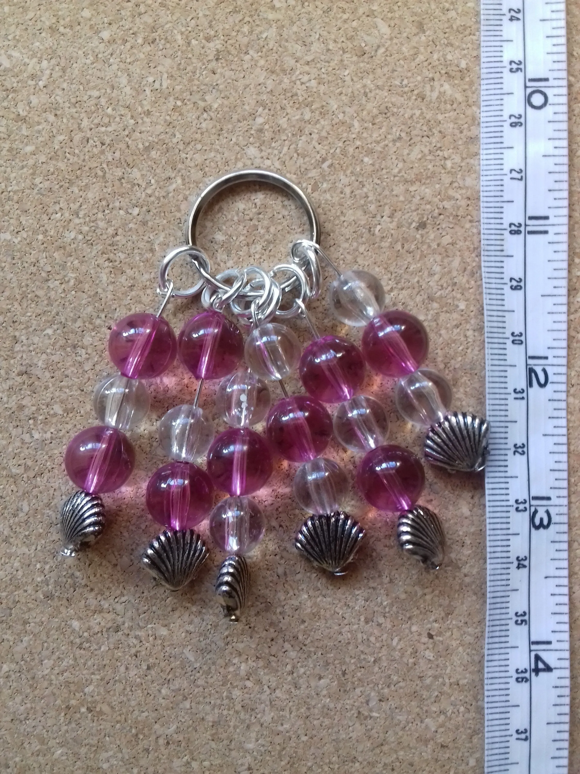 Pink, Purple Keychain Beads Sea Shells