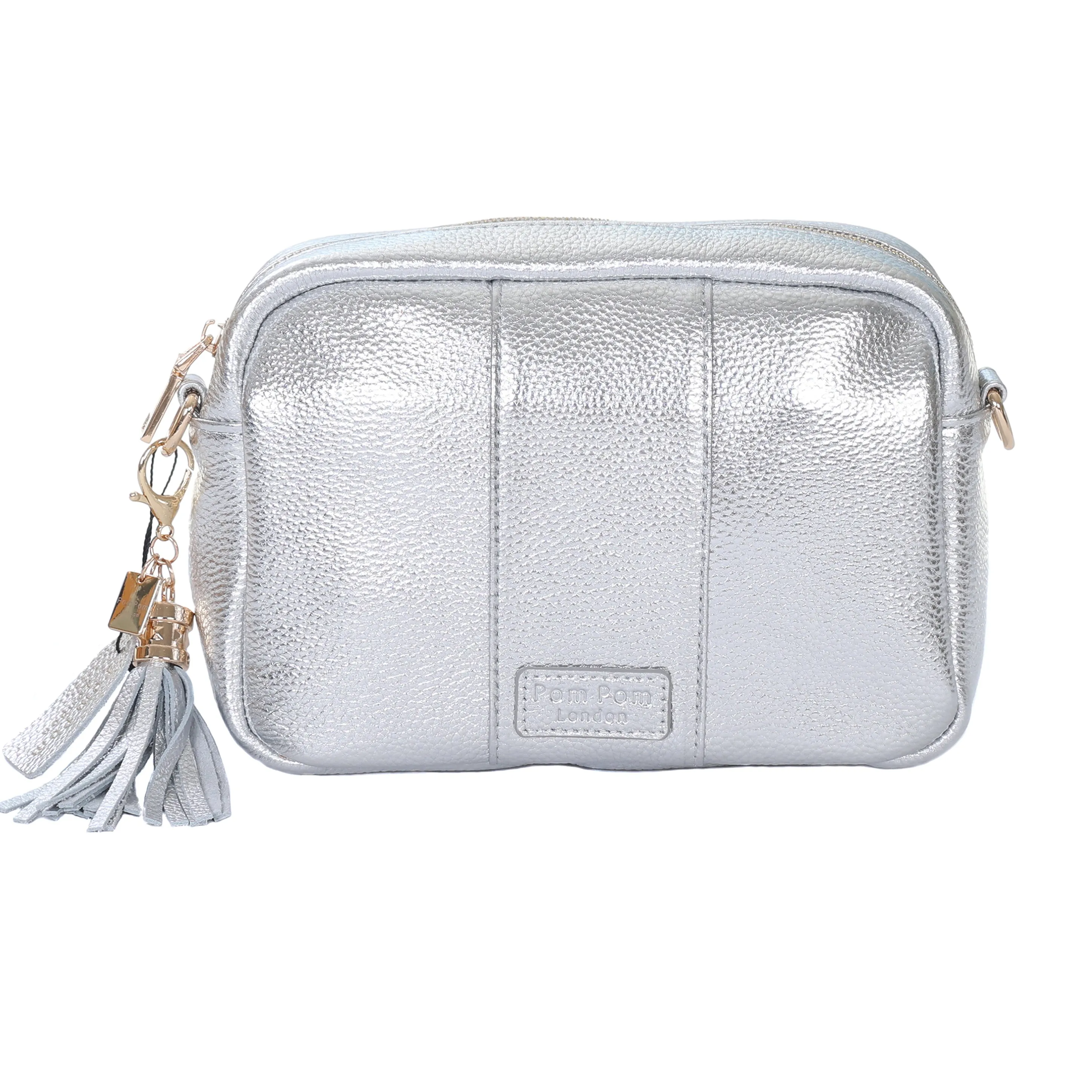 Pom Pom London City Bag Metallic Silver