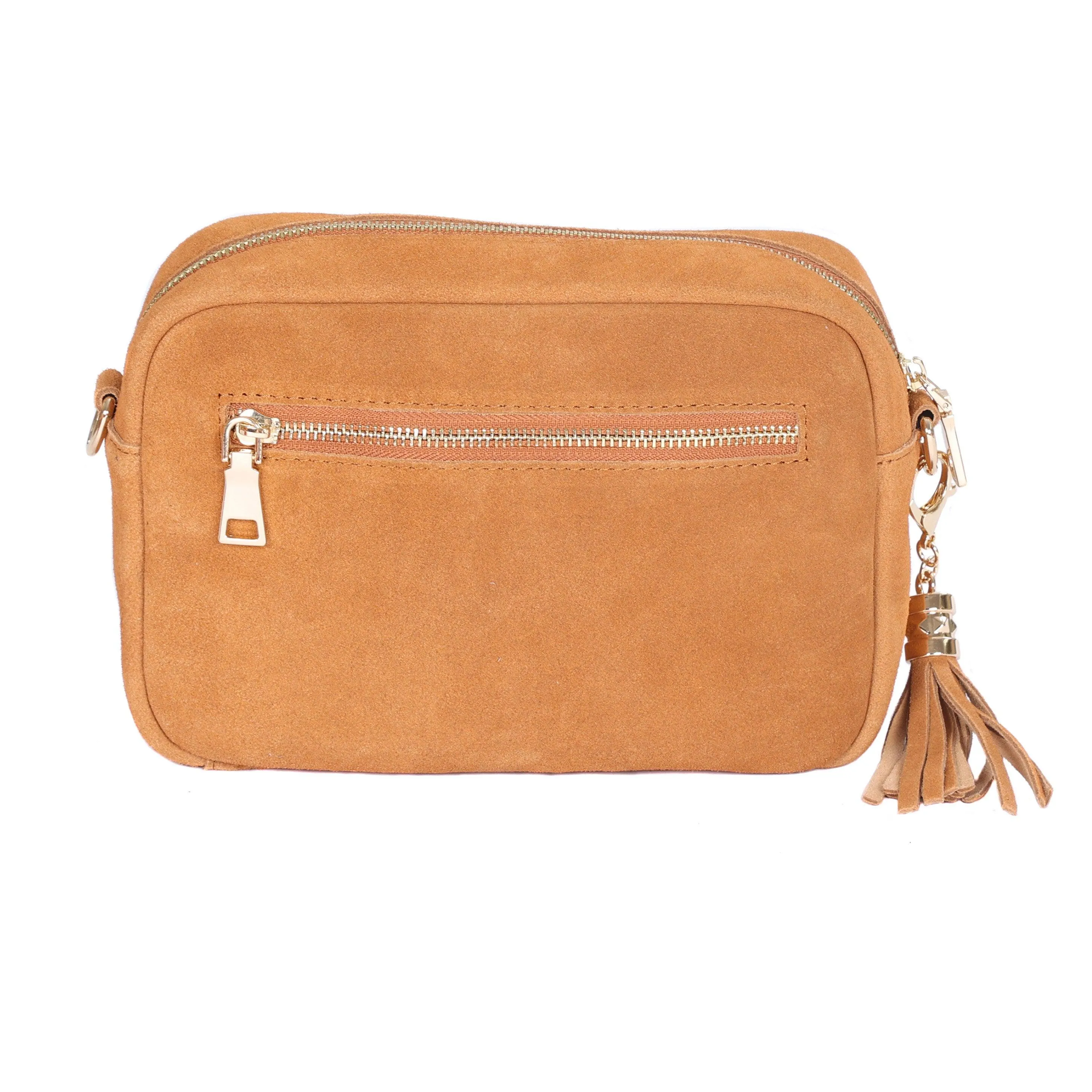 Pom Pom London City Suede Bag Tan