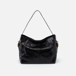 Render Shoulder Bag In Polished Leather - Black