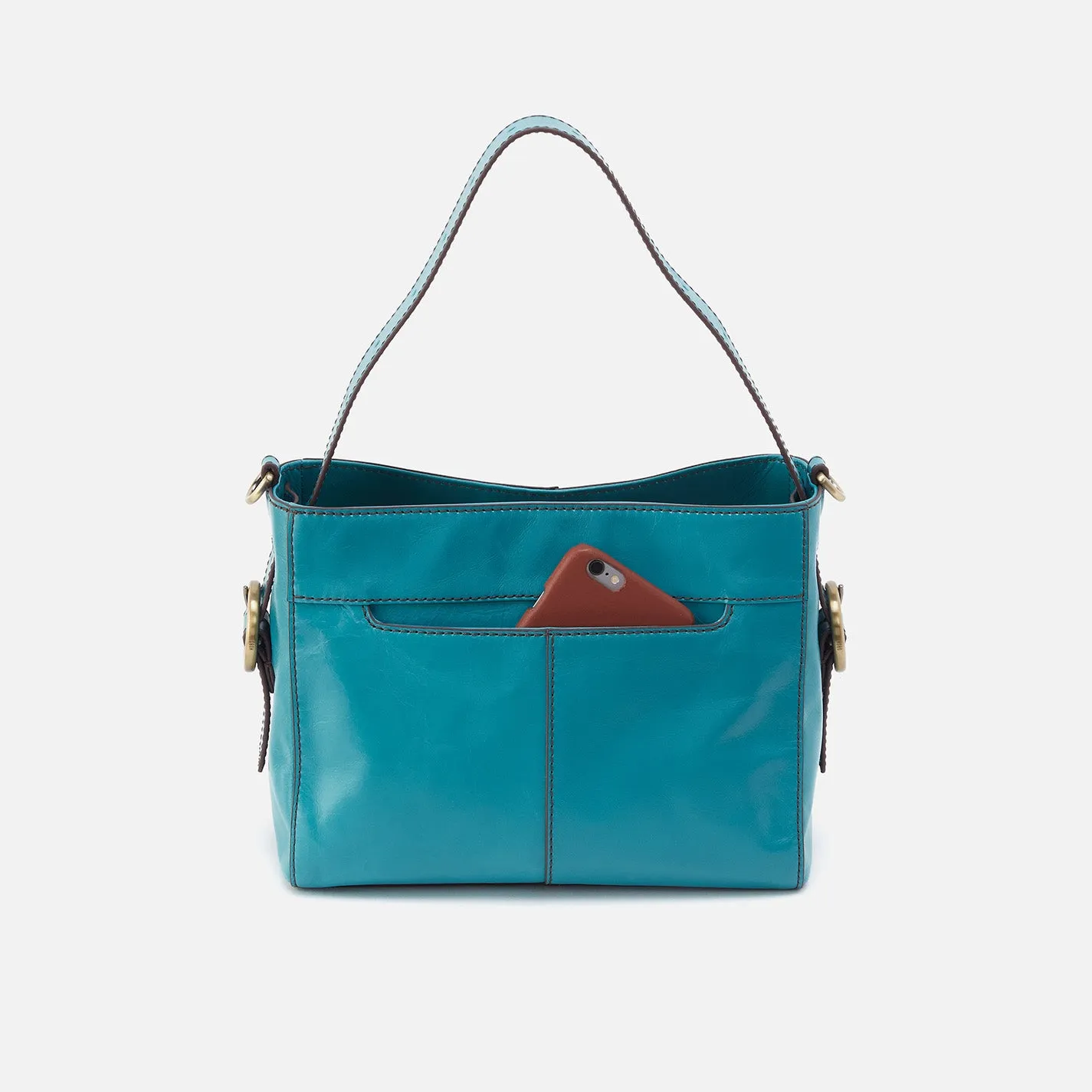 Render Small Crossbody In Polished Leather - Biscayne Blue