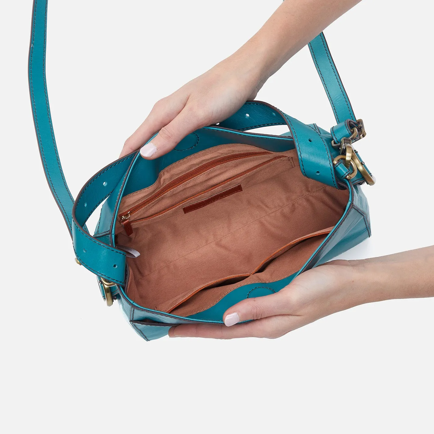 Render Small Crossbody In Polished Leather - Biscayne Blue