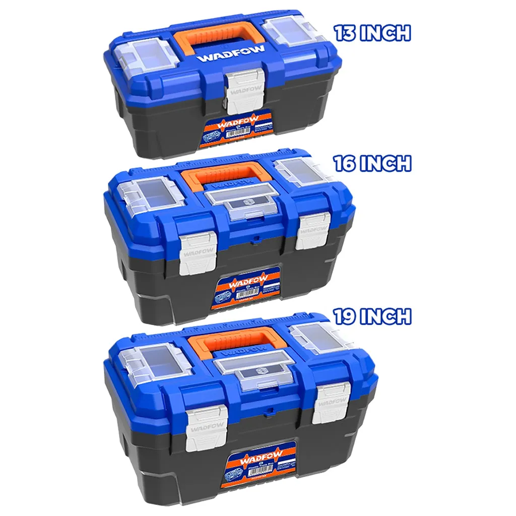 Set of (3) Plastic Tool Box Storage Organizer Case w/ metal buckle & plastic tray WTB4103