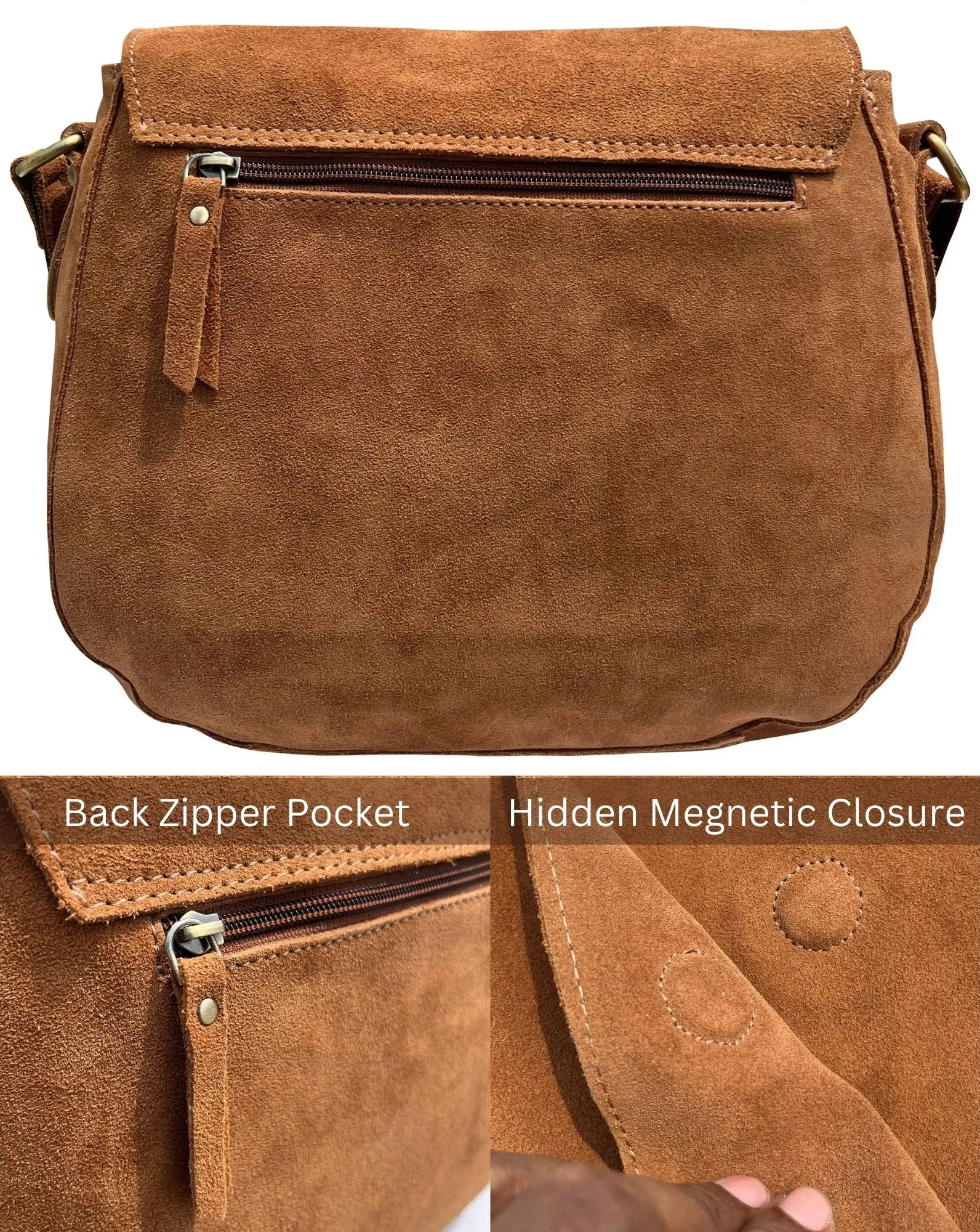 Suede Leather Shoulder Bag Crossbody Saddle Women Purse