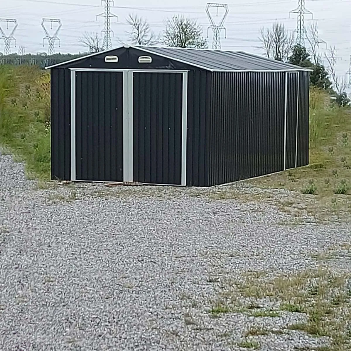 TMG Industrial 10’ x 20’ Metal Garage Shed with Double Front Doors, 7’8” Peak Height, Side Entry Door, 185 Sq-Ft Floor Space, TMG-MS1020A