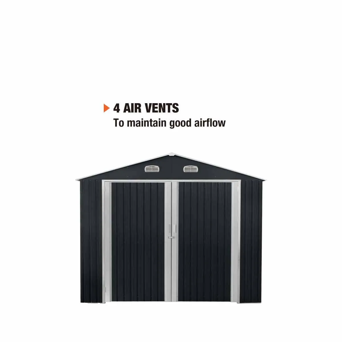 TMG Industrial 10’ x 20’ Metal Garage Shed with Double Front Doors, 7’8” Peak Height, Side Entry Door, 185 Sq-Ft Floor Space, TMG-MS1020A