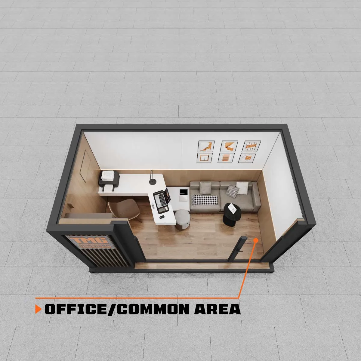 TMG Industrial 13’ Custom Built Steel Container Office, 90 Sq-Ft Working Area, Super Heavy-Duty Galvanized Frame, High-Density Foam Insulation, TMG-SCO13