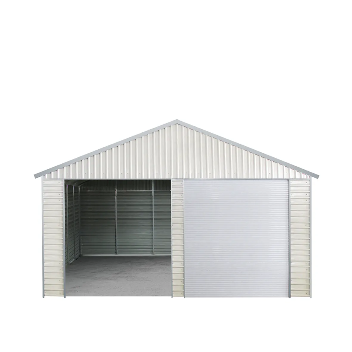 TMG Industrial 21’ x 19’ Double Garage Metal Shed with Side Entry Door, 400 Sq-Ft, 8' Eave Height, 27 GA Corrugated Panels, TMG-MS2119