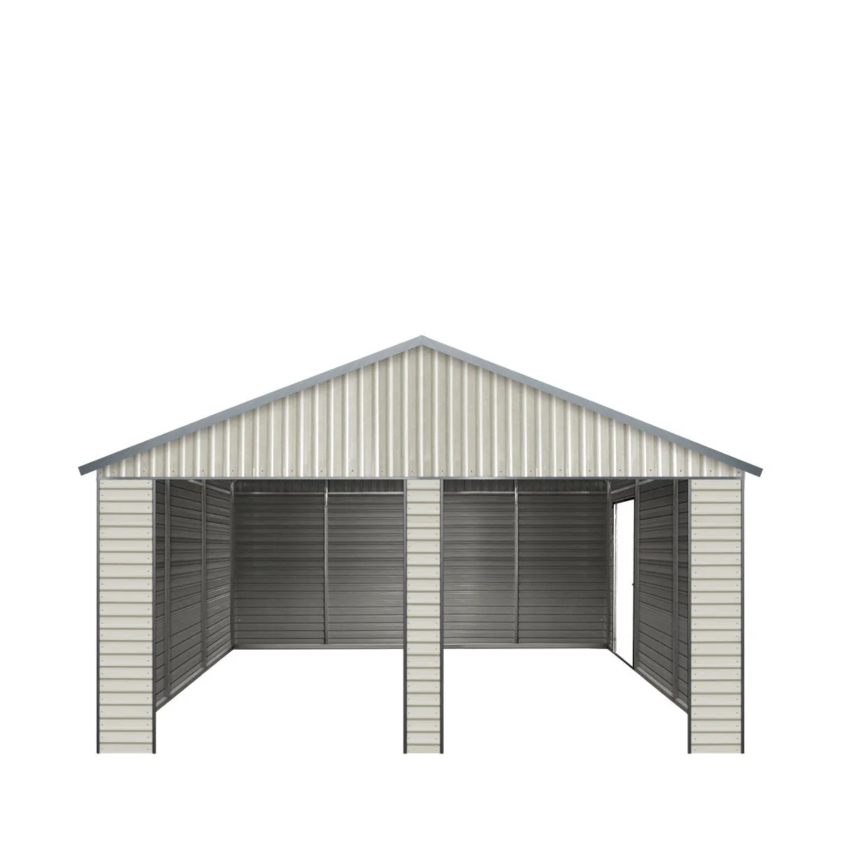 TMG Industrial 21’ x 19’ Double Garage Metal Shed with Side Entry Door, 400 Sq-Ft, 8' Eave Height, 27 GA Corrugated Panels, TMG-MS2119