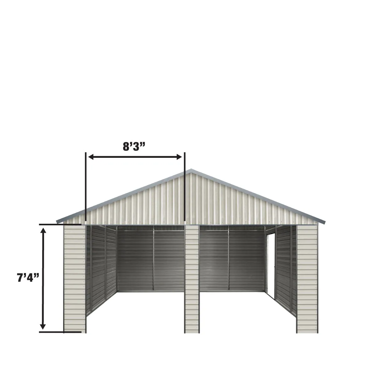 TMG Industrial 21’ x 19’ Double Garage Metal Shed with Side Entry Door, 400 Sq-Ft, 8' Eave Height, 27 GA Corrugated Panels, TMG-MS2119