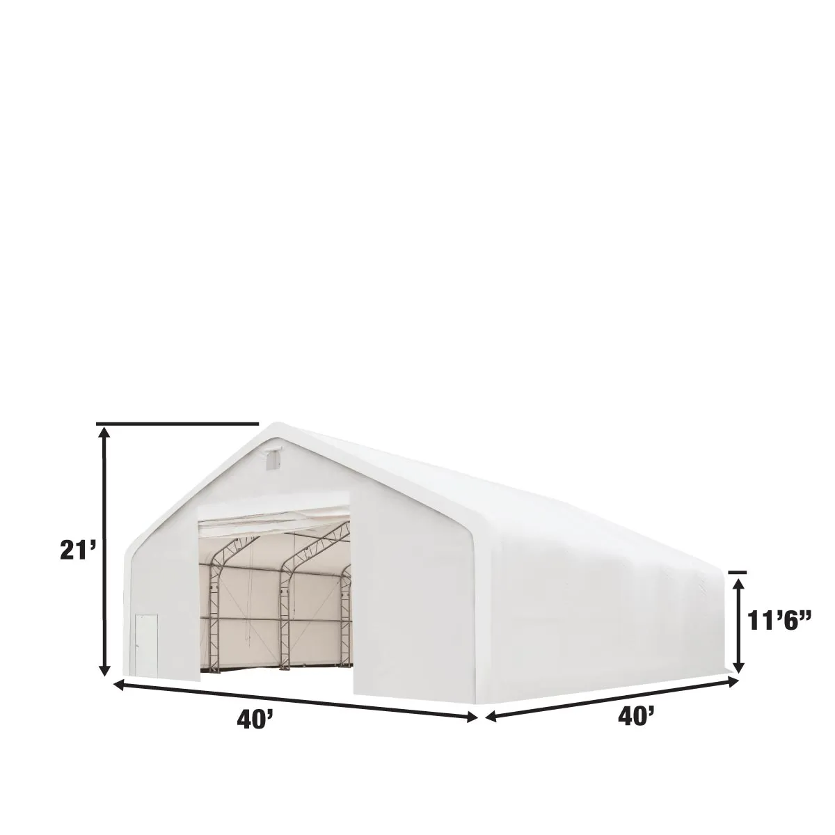 TMG Industrial Pro Series 40' x 40' Dual Truss Storage Shelter with Heavy Duty 21 oz PVC Cover & Drive Through Doors, TMG-DT4041-PRO (Previously TMG-DT4040-PRO)