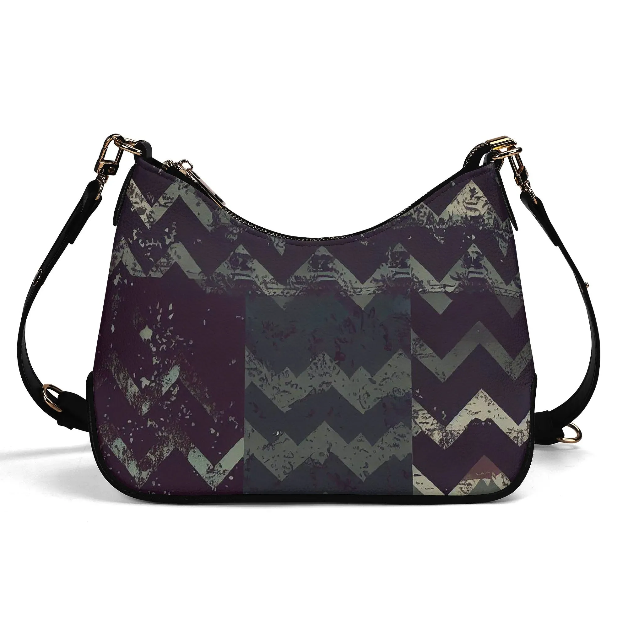 Vampire Art Grunge Distressed PU Cross-body Bag With Chain Decoration - Herringbone