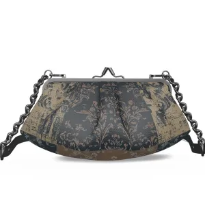 Vampire Art Grunge Patchwork Premium Leather Pleated Clutch Bag - Seattle